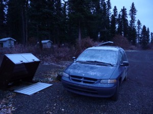 mrazivě sněhem poprášené ráno u Fox Lake