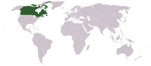 Kanada na mapě světa